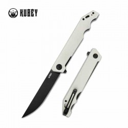 Couteau Kubey Pylades Ivory Manche G10 Lame Acier AUS-10 Blackwash IKBS Linerlock Clip KUB253D - Livraison Gratuite