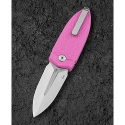 Couteau Bestech Ququ Pink Lame Acier 14C28N Satin Manche G10 Button Lock IKBS Clip BTKG57A2 - Livraison Gratuite