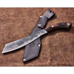 Couteau Condor Carlotus Parang Machete Lame Acier Carbone 1075 Manche Noyer Etui Cuir Salvador CTK397098HC - Livraison Gratuite