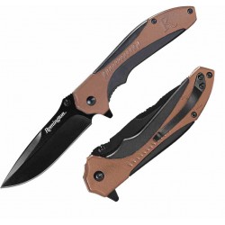 R15669 Couteau Remington Sportsman Linerlock A/O Manche Black/Tan Polymer Lame Acier 8Cr13MoV Clip - Livraison Gratuite