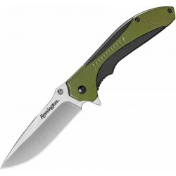 R15672 Couteau Remington Sportsman Linerlock A/O Manche Black/Green Polymer Lame Acier 8Cr13MoV Clip - Livraison Gratuite