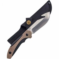 R15676 Couteau Remington Sportsman Guthook Manche Black/Tan Polymer Lame Acier 440 Etui Nylon - Livraison Gratuite