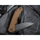 Couteau CIVIVI BRAZEN Brown Manche Micarta Lame Acier Damas IKBS Linerlock Clip CIVC2102DS1 - Livraison Gratuite