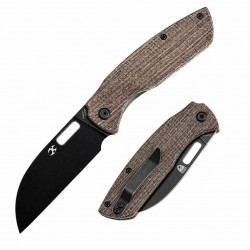 Couteau Kansept Convict Brown Manche Micarta Lame Acier 154CM Sheepfoot IKBS Linerlock Clip KT1023A1 - Livraison Gratuite