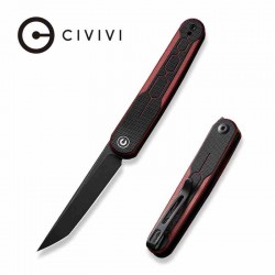 Couteau CIVIVI KwaiQ Burgundy/Black Manche G10 Lame Tanto Acier Nitro-V BLK IKBS Liner Lock Clip CIVC230151 - Livraison Gratuite