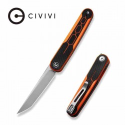 Couteau CIVIVI KwaiQ Orange/Black Manche G10 Lame Tanto Acier Nitro-V Satin IKBS Liner Lock Clip CIVC230152 - Livraison Gratuite