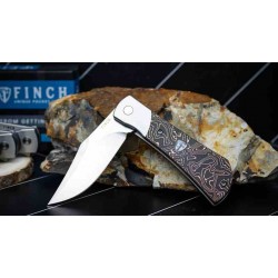 Couteau Finch FLINT Copper CF Manche Fibre Carbone Lame Acier 154CM IKBS Framelock Clip FKCFT115 - Livraison Gratuite