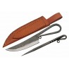Set de Couverts Medieval Feast Picker Set Couteau Carbone Forgé + Pic Brochette Etui Cuir PA4449 - Livraison Gratuite