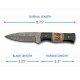 Couteau Damas Skinner Buffalo Stag Lame Acier 256 Damas Manche Corne Etui Cuir DM1355 - Livraison Gratuite