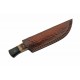 Couteau Damas Skinner Buffalo Stag Lame Acier 256 Damas Manche Corne Etui Cuir DM1355 - Livraison Gratuite