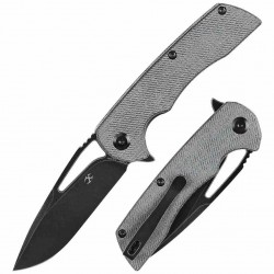 Couteau Kansept Kryo Denim Lame Acier 12C28N Black Drop Point Manche Micarta IKBS Linerlock Clip KT1001M1 - Livraison Gratuite