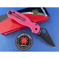 Couteau Spyderco Para 3 Pink Lame Acier CTS-BD1N Black Manche FRN Compression Lock Clip Made USA SC223PPNBK - Livraison Gratuite