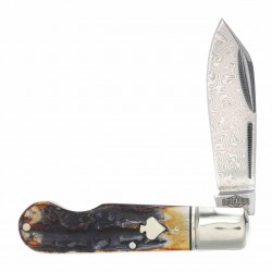Couteau Rough Ryder EO Jack Cinnamon Bone Lame Acier Damas Slip Joint RR2528 - Livraison Gratuite