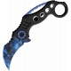 Lot de 2 Couteau Elite Edge Karambit Linerlock A/O Blue Lame Acier Inox Manche Alum Clip EE10578BLB - Livraison Gratuite