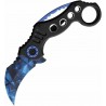 Lot de 2 Couteau Elite Edge Karambit Linerlock A/O Blue Lame Acier Inox Manche Alum Clip EE10578BLB - Livraison Gratuite