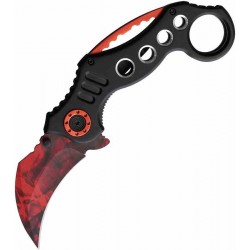 Lot de 2 Couteau Elite Edge Karambit Linerlock A/O Red Lame Acier Inox Manche Alum Clip EE10578BRD - Livraison Gratuite