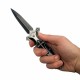 Lot de 2 Couteau Biker ElitEdge Knight A/O Black Lame Acier Inox Dagger Manche Abs Clip Linerlock EE10817BK - Livraison Gratuite