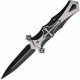 Lot de 2 Couteau Biker ElitEdge Knight A/O Black Lame Acier Inox Dagger Manche Abs Clip Linerlock EE10817BK - Livraison Gratuite