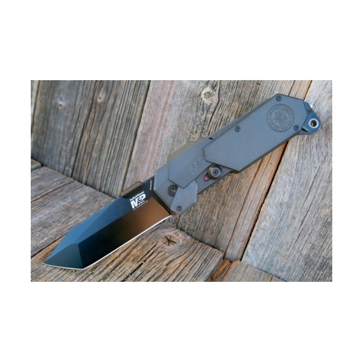 Couteau Automatique Smith&Wesson M&P Tanto Acier 4034 Manche Alu Brise Vitres SWMP9BT - Livraison Gratuite