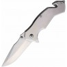 Lot de 3 Couteau Elitedge Rescue Linerlock A/O Silver Lame Acier Inox Manche Acier Inox Clip EE10952SL - Livraison Gratuite