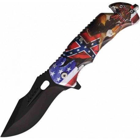 Lot de 3 Couteau Elitedge Rescue Linerlock A/O Drapeau Lame Acier Inox Manche Abs Clip EE10967USDS - Livraison Gratuite
