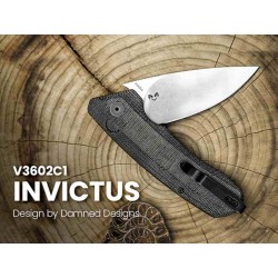 Couteau Kizer Invictus Black Lame Drop Point Acier 154CM SW Manche Micarta Button Lock Clip KIV3602C1 - Livraison Gratuite