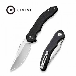 Couteau CIVIVI Bluetick Black Manche G10 Lame Drop Point Acier 14C28N Satin IKBS Linerlock CLip CIVC230501 - Livraison Gratuite