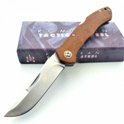 Couteau Komoran Tanto Lockback Brown Manche Micarta Lame Acier Inox Clip KO039 - Livraison Gratuite