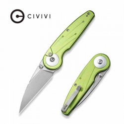 Couteau CIVIVI Starflare Green Manche Alu Lame Wharncliffe Acier Nitro-V Satin IKBS Button Lock CIVC230523 - Livraison Gratuite