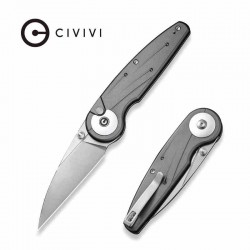 Couteau CIVIVI Starflare Gray Manche Alu Lame Wharncliffe Acier Nitro-V Satin IKBS Button Lock CIVC230522 - Livraison Gratuite