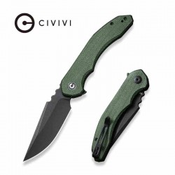 Couteau CIVIVI Bluetick Green Manche Micarta Lame Drop Point Acier 14C28N Blk IKBS Linerlock CIVC230503 - Livraison Gratuite