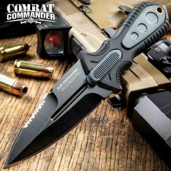 Dague United Cutlery Combat Sub Commander Lame Acier 3Cr13 Manche TPR Etui Abs UC3246 - Livraison Gratuite