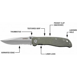 Couteau Gerber Harsey Air Ranger Serrated Lame Acier Carbone Manche Alu Linerlock Clip G45860 - Livraison Gratuite