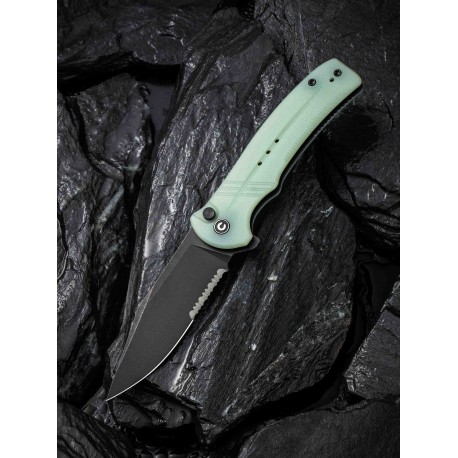 Couteau CIVIVI Cogent Jade Button Lock Manche G10 Lame Acier 14C28N Part Serr IKBS Clip CIVC20038E3 - Livraison Gratuite