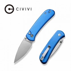 Couteau CIVIVI Qubit Blue Manche Aluminum Lame Acier 14C28N IKBS Clip Button Lock CIVC22030E3 - Livraison Gratuite