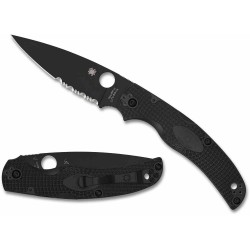 Couteau Spyderco Native Chief Lame Acier CTS-BD1N Combo Black Manche FRN Lockback USA SC244PSBBK - Livraison Gratuite