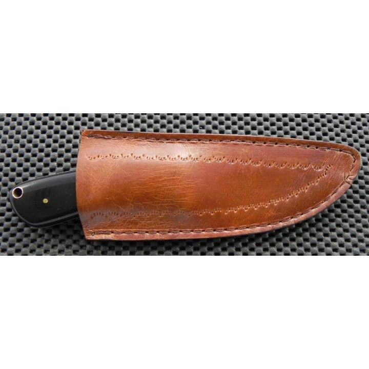 Couteau Damas The Wedge Fixed Blade Acier 256 Couches Manche Corne/Bois Etui Cuir DM1072 - Livraison Gratuite