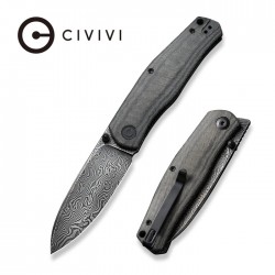 Couteau CIVIVI Sokoke Black Manche Micarta Lame Acier Damas IKBS Linerlock Clip CIVC22007DS1 - Livraison Gratuite