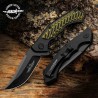 Couteau Hibben Whirlwind Yellow Jacket Lame Trailing Point Acier 7Cr17MoV Manche Alu/G10 IKBS Clip GH5131 - Livraison Gratuite 