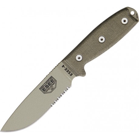 COUTEAU ESEE RAT CUTLERY - RAT Cutlery RC-4 Desert Tan Serrated Knife RC4STD 