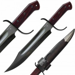 Couteau United Cutlery Honshu Pioneer Bowie Lame Acier Carbone 1075 Manche Bois Etui Cuir UC3545 - Livraison Gratuite