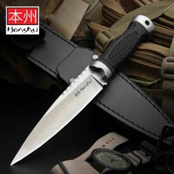 Couteau United Cutlery Honshu Sgian Dubh Lame Acier 7Cr13 Spear Point Manche TPR Etui Cuir UC3596 - Livraison Gratuite