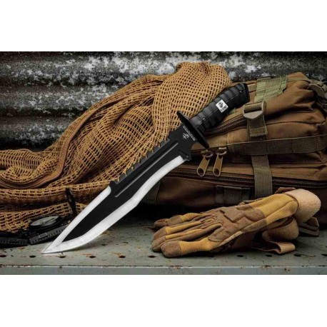 Couteau United Cutlery USMC Bulldog Bowie Lame Acier 3Cr13 Manche Polypropylene Etui Nylon UC3616 - Livraison Gratuite