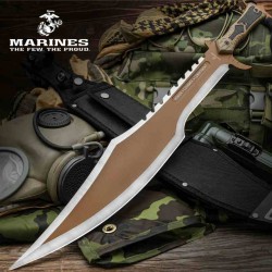 Epée United Cutlery USMC Desert Ops Spartan Sword Lame Acier 3Cr13 Manche Tan TPR Etui Nylon UC3625 - Livraison Gratuite