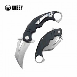 Couteau Kubey Wrath Karambit Black Manche G10 Lame Acier 14C28N Blade IKBS Linerlock Clip KUB261A - Livraison Gratuite