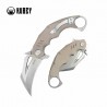 Couteau Kubey Wrath Karambit Tan Manche G10 Lame Acier 14C28N IKBS Linerlock Clip KUB261C - Livraison Gratuite