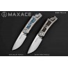 Couteau Maxace Big Fella Gray/Blue Manche Titane Lame Acier Magnacut Framelock Clip MAXM22A - Livraison Gratuite
