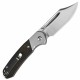 Couteau CJRB Pyrite Bowie Ebony Manche Bois Lame Acier AR-RPM9 Sand Polish IKBS Button Lock Clip J1942EBN - Livraison Gratuite