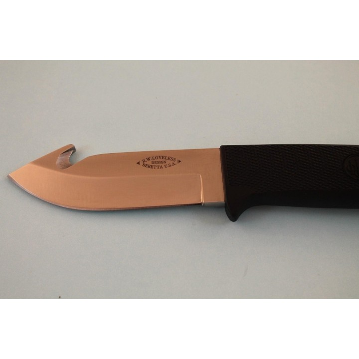Couteau de Chasse Beretta Loveless Gut Hook AUS-6 Manche Zytel Etui Cuir Made In Japan BE75991 - Livraison Gratuite