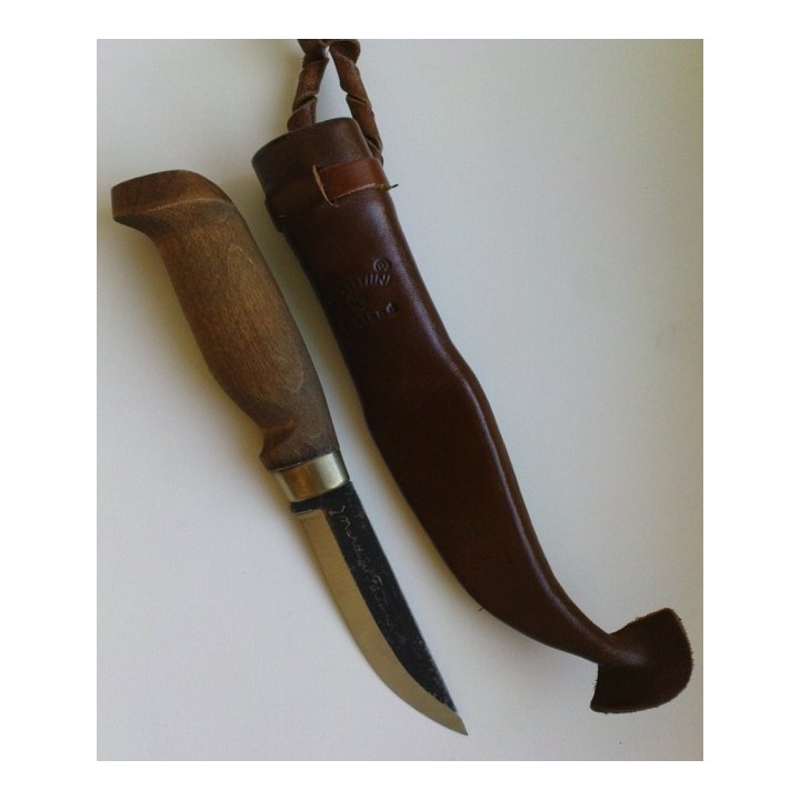 Couteau Marttiini Lynx Lumberjack Acier Carbone Manche Bois Etui Cuir Made In Finland MN127012 - Livraison Gratuite